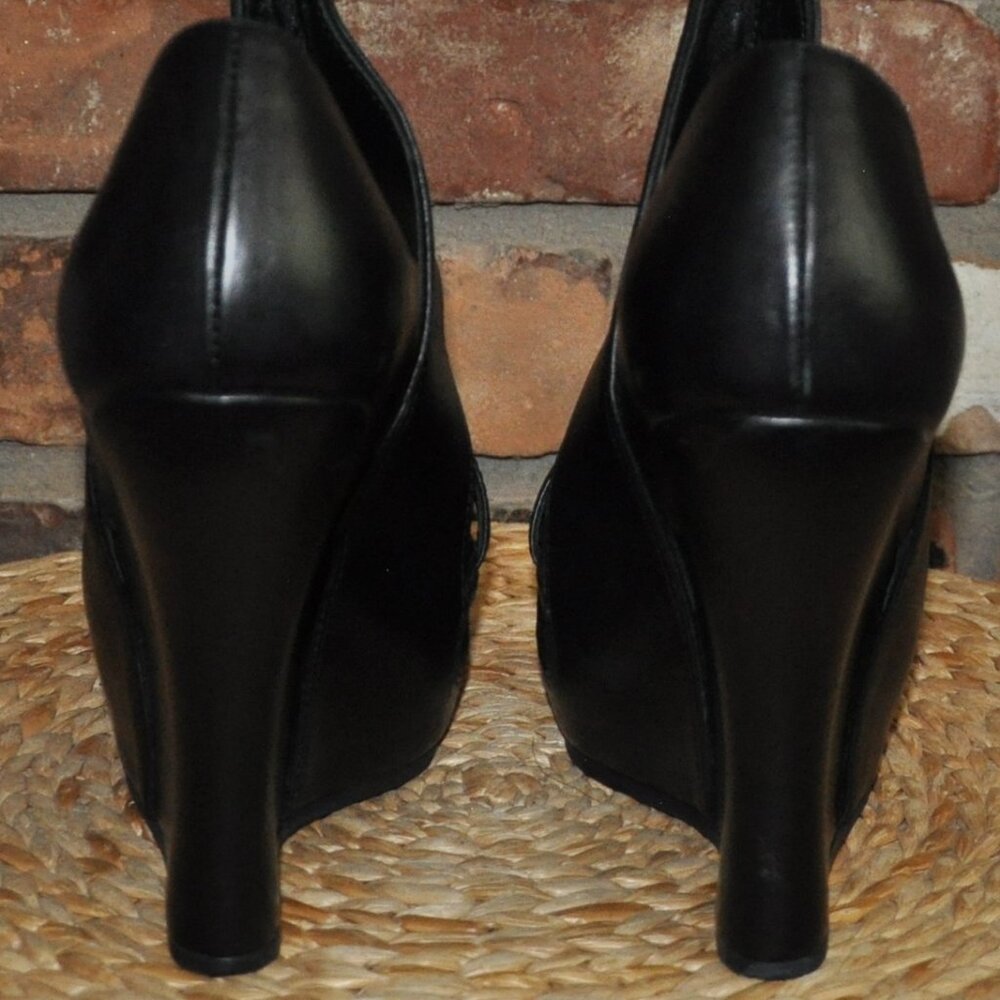 Camilla Skovgaard Flame Wedge Sandal Black Leather Platform Open toe Shoe EU 39 - Picture 3 of 9